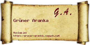 Grüner Aranka névjegykártya